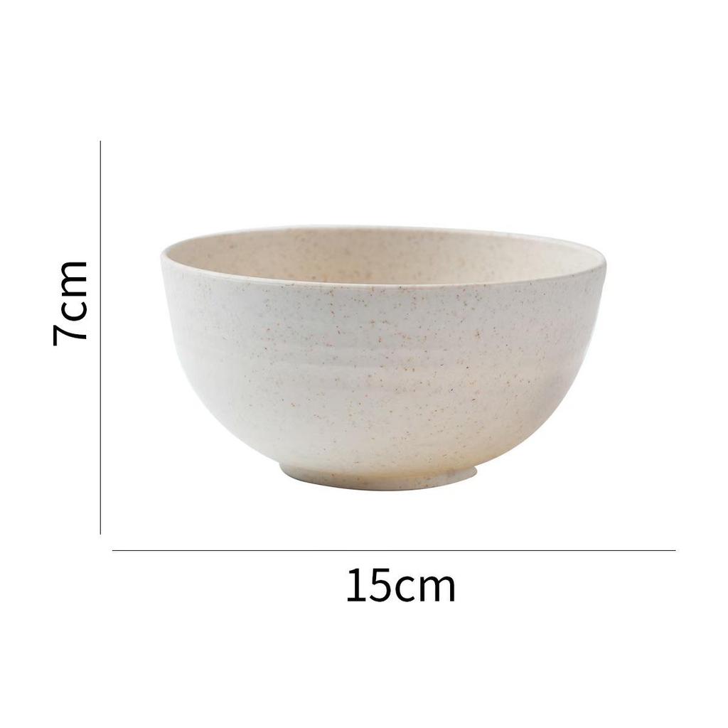 Durable Wheat Straw 15cm Noodle Bowl with Lid - Ideal for Dorms and Kids