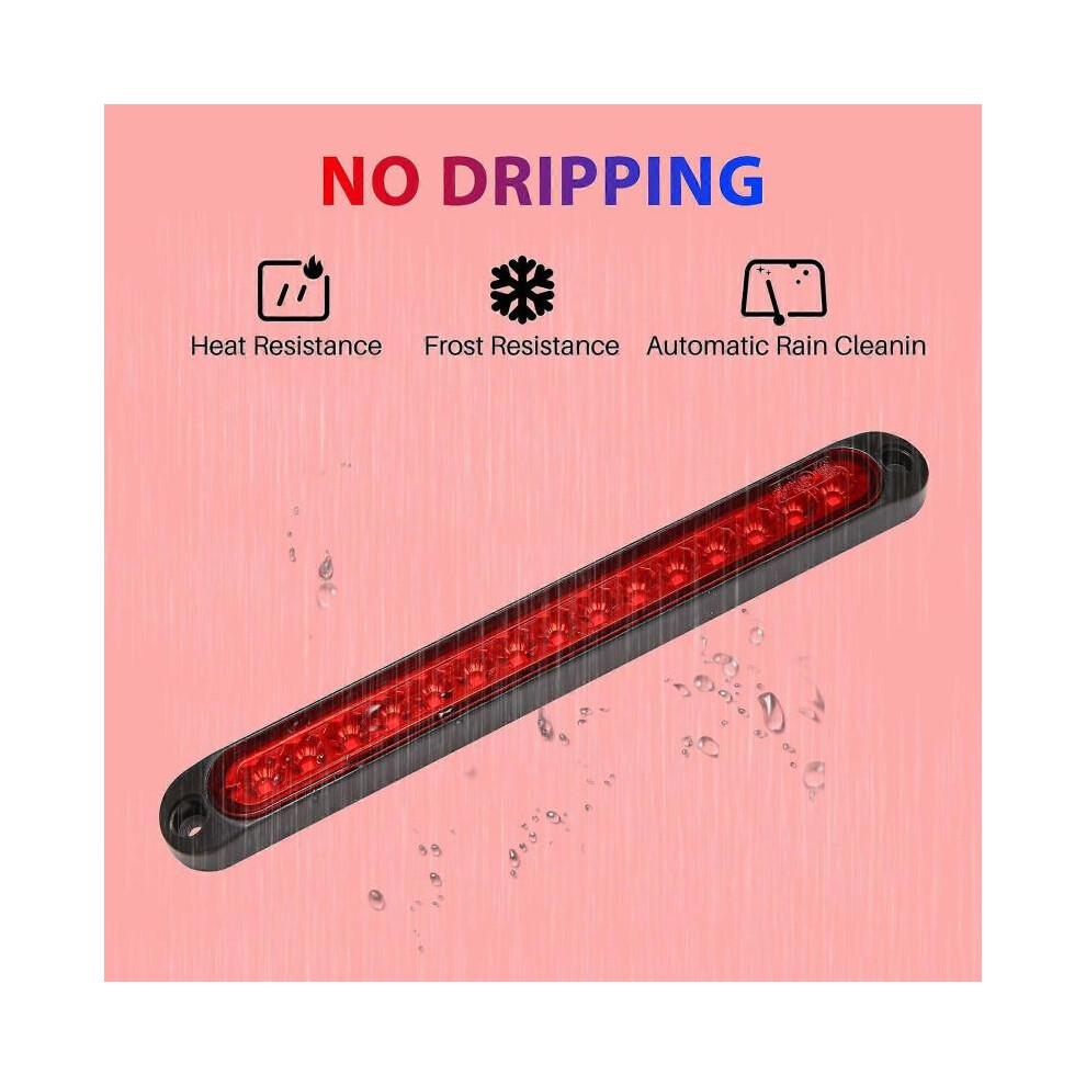 10 Inch Truck & RV Trailer Light Bar 15 Led Third Brake Lights Red