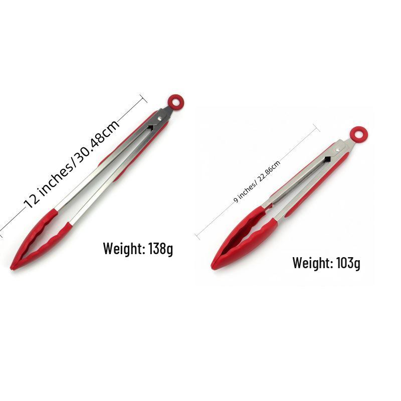 Silicone High-Temperature Stainless Steel Kitchen Tongs - Anti-Scald Bread, BBQ, Roasting Tongs