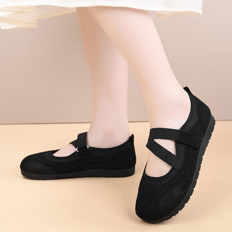 New Sports Mary Jane Breathable Hollow Mesh Shoes Thin Sole Ballet Casual Shoes