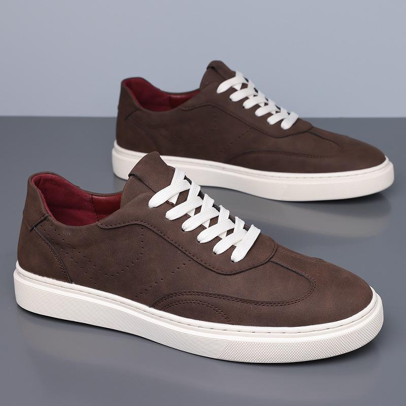Men'S Plus Size Suede Casual Sneakers Round Toe Lace-Up Breathable Comfortable British Style Skateboarding Shoes Designer Shoes