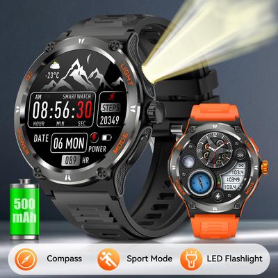 Smartwatch 2025 Impermeabile 3ATM 1.53" Nuovo KT76 Uomo Sport Con Bussola e Torcia LED Frequenza Cardiaca Analisi del Sonno Bluetooth