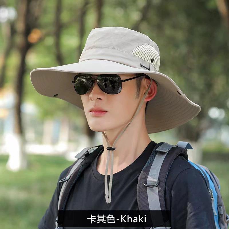 Spring and Summer New Men's Cm Sun Hat Bucket Hat Outdoor Sun Protection Hat Breathable Big Eaves Hat Climbing Hat Fishing