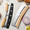 Pizzaschneider aus Edelstahl mit Holzgriff, Pizza-Rollmesser mit Schutzhülle, halbrundes Pizzamesser, Küchen- und Backwerkzeuge