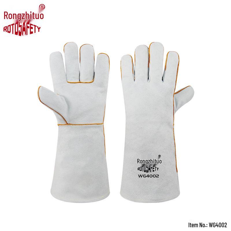 Heat-Resistant Cowhide Welding & Gardening Gloves - Anti-Scald, Anti-Thorn, Long, Durable