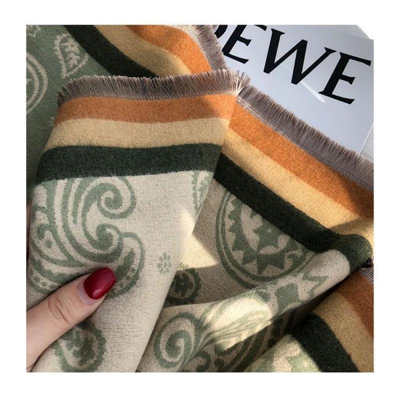 Thickened Imitation Cashmere Shawl Women's 190x65 Long Skin-showing White Temperament Mother Scarf