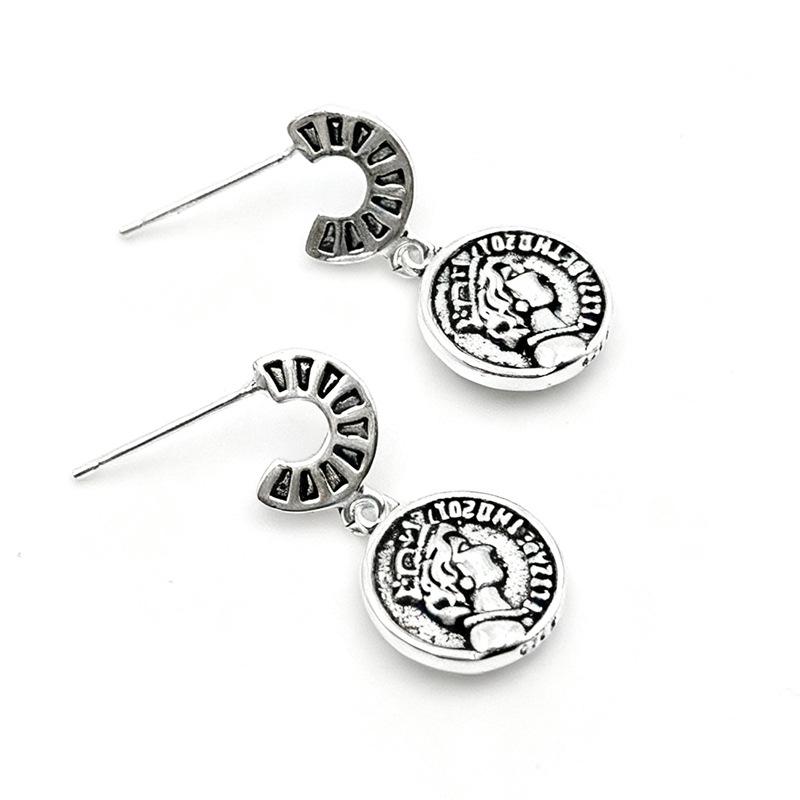 Retro Teardrop Round S925 Sterling Silver Dangle Earrings for Women