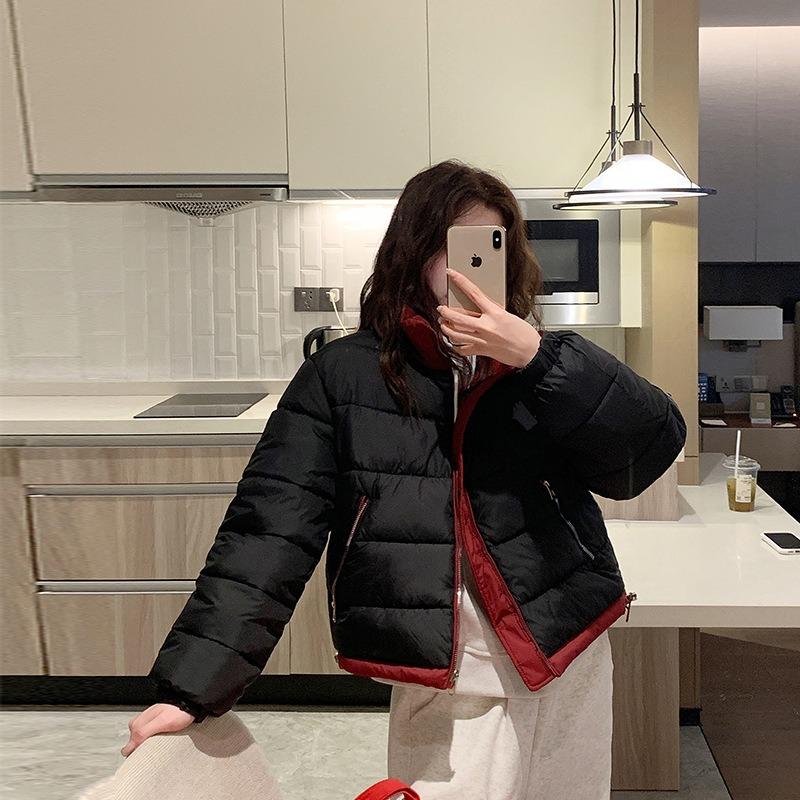 Double-sided Autumn and Winter Women's Solid-color Cotton-padded Jacket, Simple Women's Down Cotton-padded Jacket
