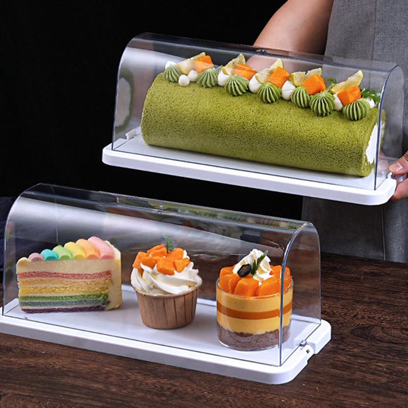 Transparent Food Grade Cake Roll Display Box Dessert Fresh-keeping Storage Box Bread Packaging Boxes Refrigerated Household