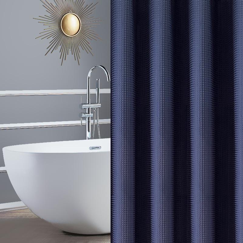 Blogger-Approved White Jacquard Waffle Shower Curtain - Punch-Free, Waterproof, Thick Fabric