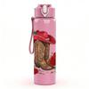 1PC Cowboy Boot With Red Rose 750ml Color Plastic Sports Water Bottle Leakproof Flip Straw Lid Suitable for Sports Office Home Use