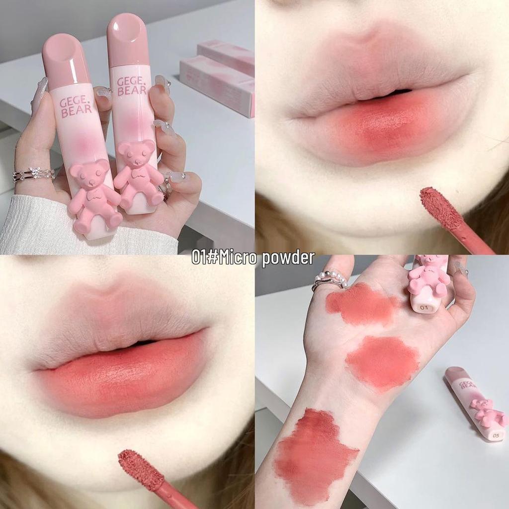 Gogo Bear Matte Lip Glaze – Soft Mist, Tender Color, No Makeup Look, Perfect for Student Parties