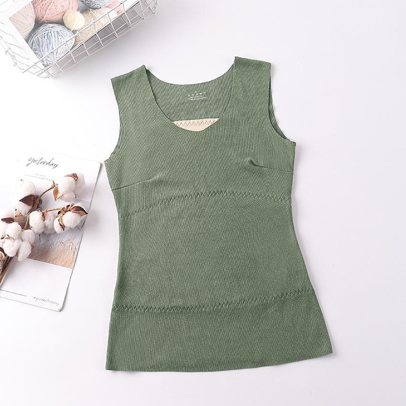 

Autumn and Winter German Velvet Heating and Velvet Thermal Vest for Women, Seamless Double-layer Slim-fitting Bottoming Underwear, Large Size Thermal 3XL size (150-90 kg) зелений