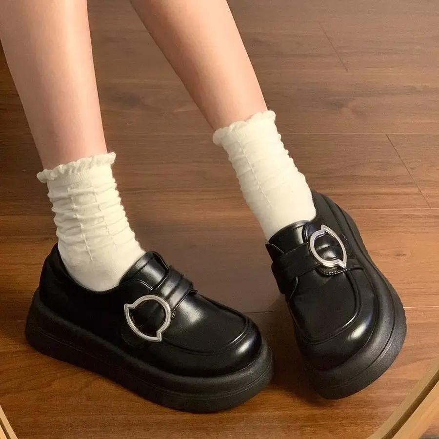 

Fashion With Medium Heels Platform Ladies Pumps Round Toe Women s Shoes Loafers Slip on Korean Style Y2k Lastest Wholesale Sale Discount 40