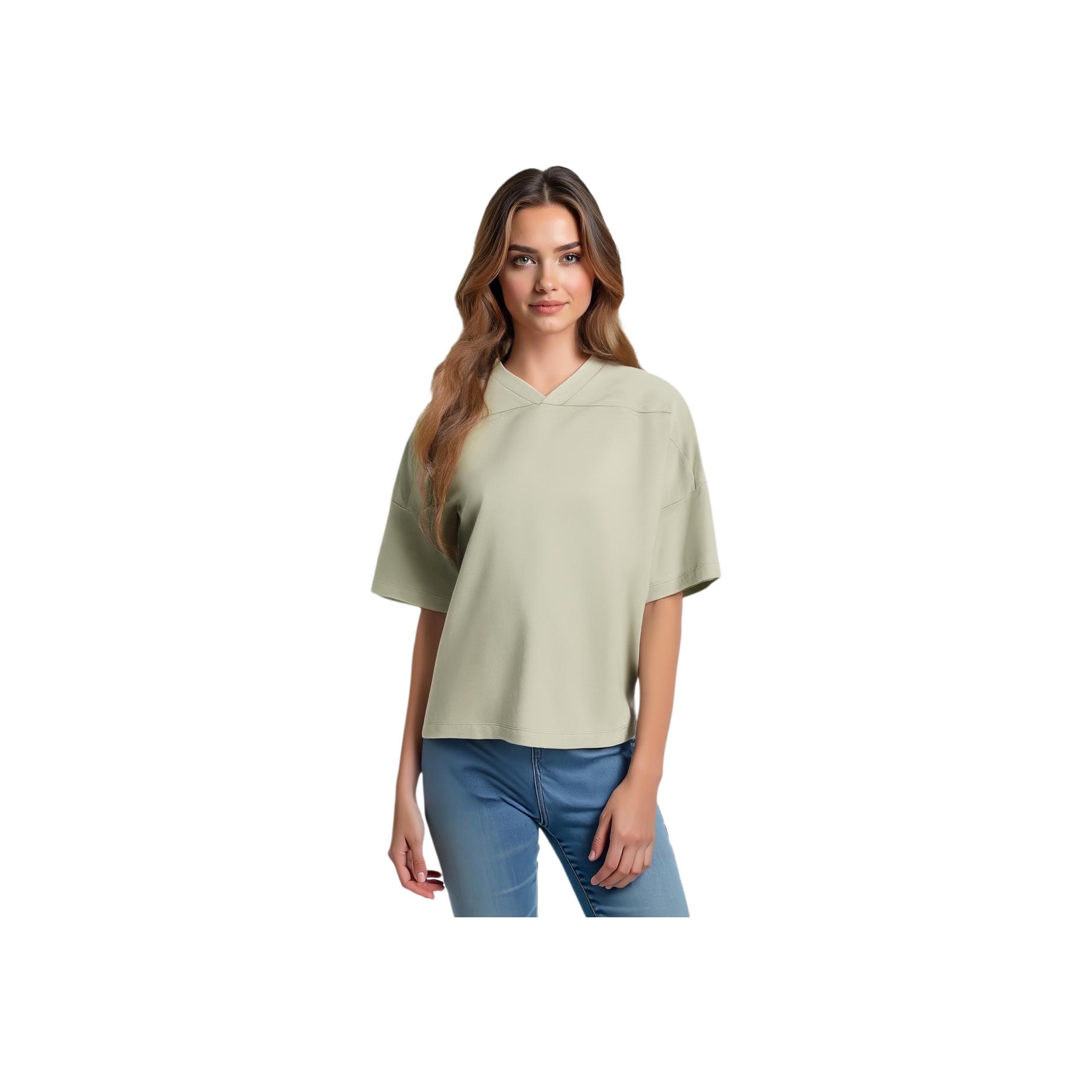 

Fear Of God Essentials Ss22 Football Tee Seafoam Solid Color V-Neck Pullover Short Sleeve T-Shirt Women Tops Gray-Green FOG-SS22-190 S