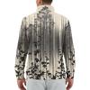 Men's Loose Casual 1/4 Zip Sweatshirt Fashion Printed Long Sleeve Top With Pockets
