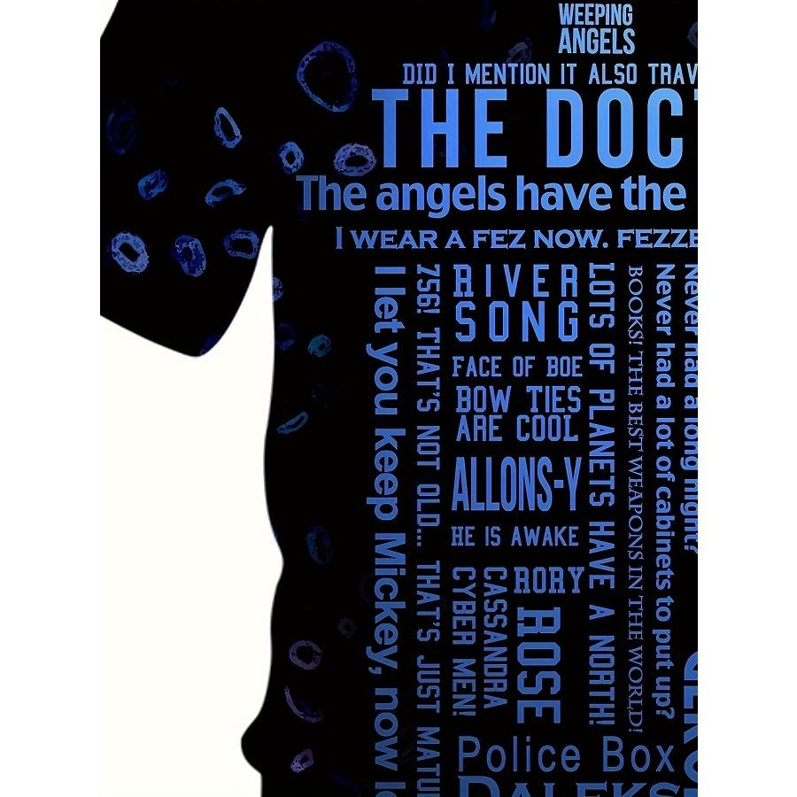 Plus Size The Doctor Vibrant Graphic Print T-shirt - Kortärmad, Sval och Andningsbar, Bekväm Passform - Herrkläder för Vardagsbruk
