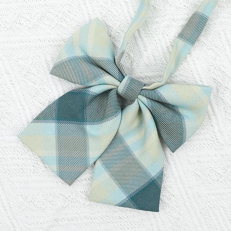 

Jk Light Green Plaid Retro Grass Green Striped Lazy Man Free Of Japanese Tie Female Bachelor S Uniform Bow Tie College Style Male Tide