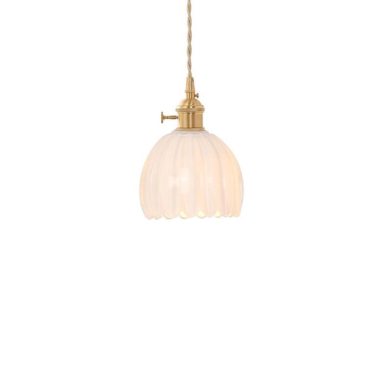Wireless USB Charging Remote Chandelier with Retro Glass Flowers for Bedroom or Dining Room - Nordic Style