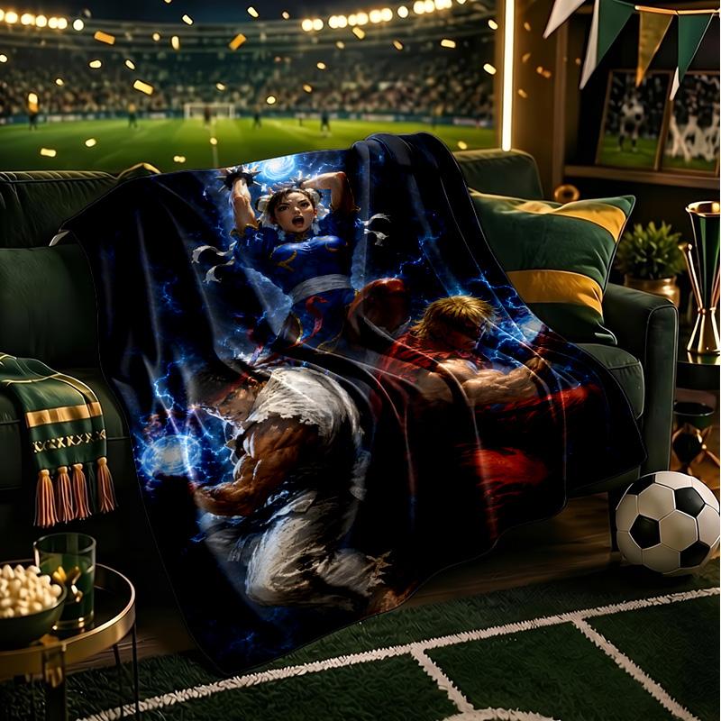 Game Fighter In Action Blanket Lightweight Ideal Bedding Blanket Perfect for Travel, Camping, Living Rooms, Offices, Sofas, Fan Christmas gift