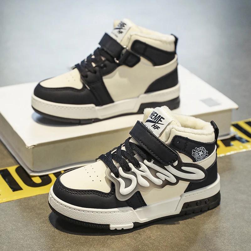 Children's Walking Shoes High Top Winter Warm Casual Shoes Fashiona Outdoor Sports Classical Luxury Designer Kids Sneakers