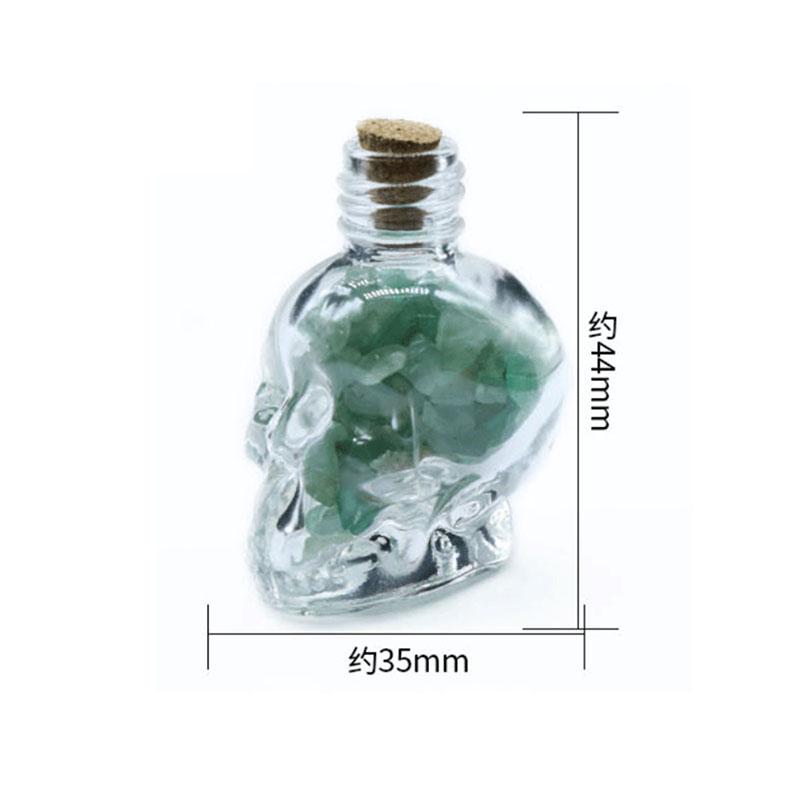Crystals Healing MINI Crushed Stones Skull Spell Jars Crystal Chakra Stones Cute Glass BottleHealing Crystals Mini Skull Bottles
