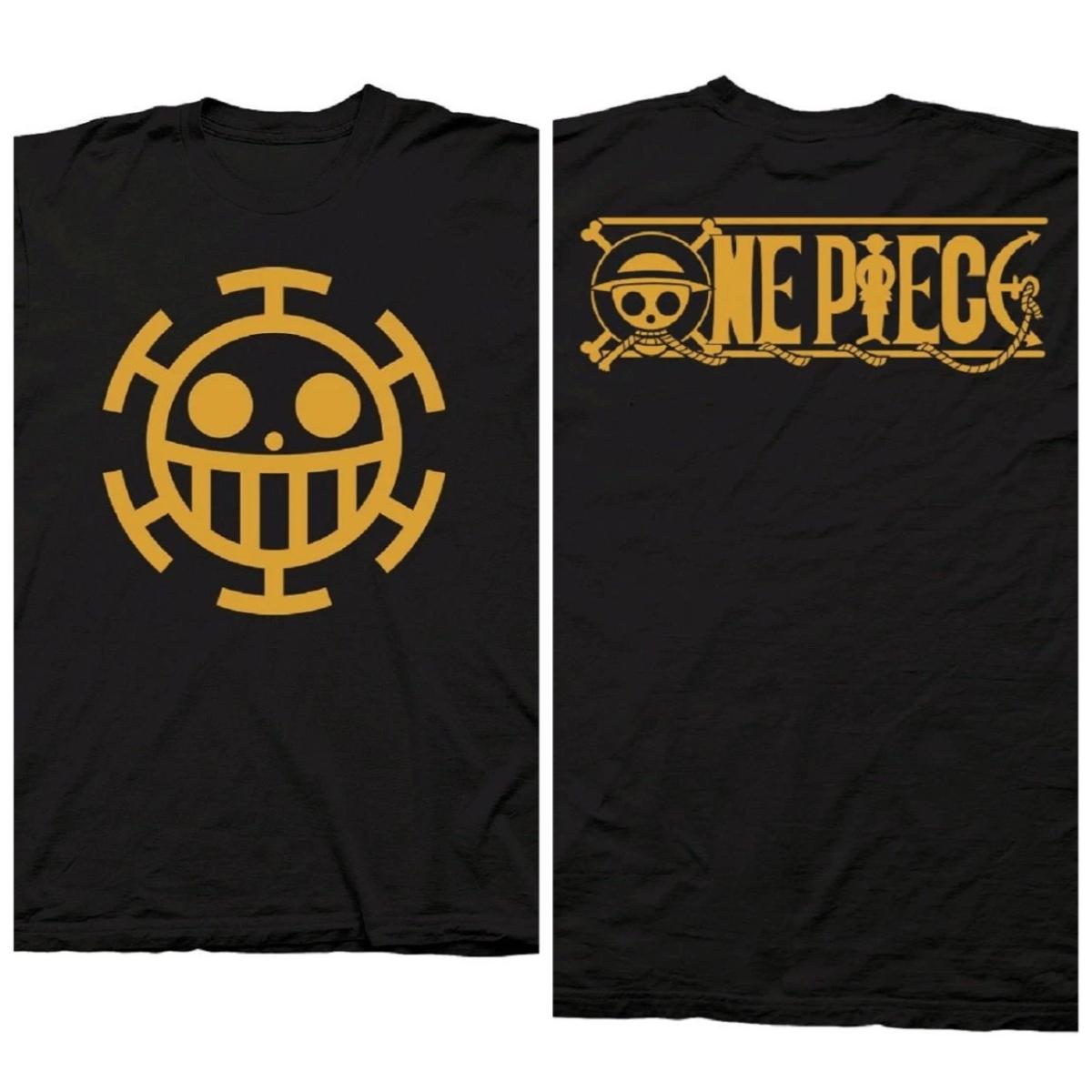 Summer Hot Selling One Piece Trafalgar Law Pirate Symbol Anime Adult Tshirt Unisexs Round Neck Short Sleeved Shirt S