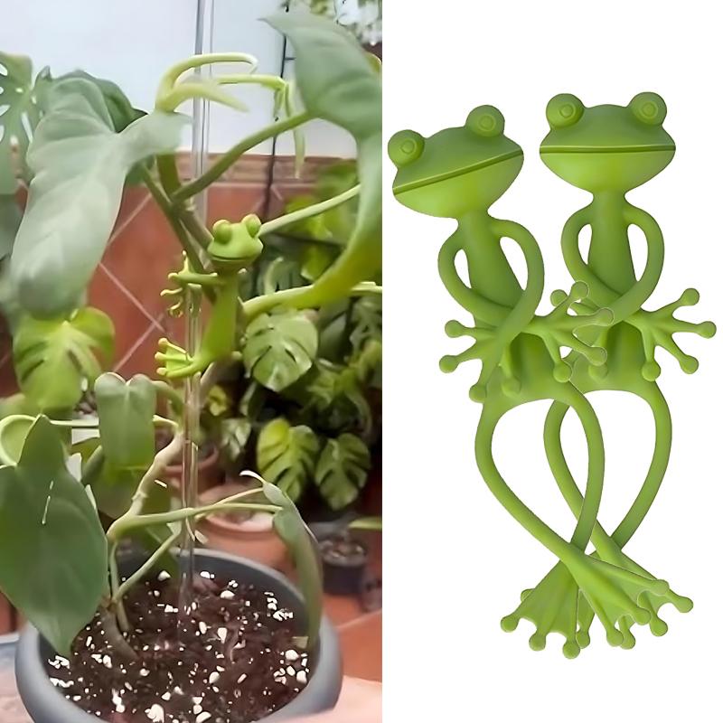 Green Frog Plant Clip Cute Plant Stand Gardening Gadgets Fixator for Flowers Vines Stem Holder Garden Accessories Plant Rack ZYF