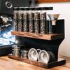 Holz Kaffeebohnen Ausstellungsständer Transparenter Glasflaschenhalter Versiegelt für Café