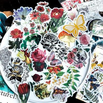 60 pçs coleção natureza retro personagem adesivos conjunto folha flor folhas verdes planta adesivo diy arte decoração diário presente
