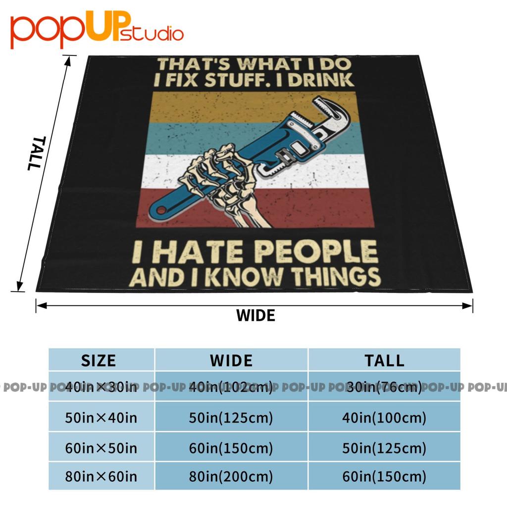 That’S What I Do Fix Stuff Drink Hate People And Know Things Plumber Blanket Quilt Winter Sofa Cover Bed Covers