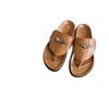 Second Uncle Slippers Women's Lock Beach Slippers Genuine Leather Flip-flops Shoes Foreign Trade Retro Casual Sandals Men