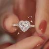 Elegant Adjustable Heart-Shaped Zircon Women's Ring - Fashionable Open Design