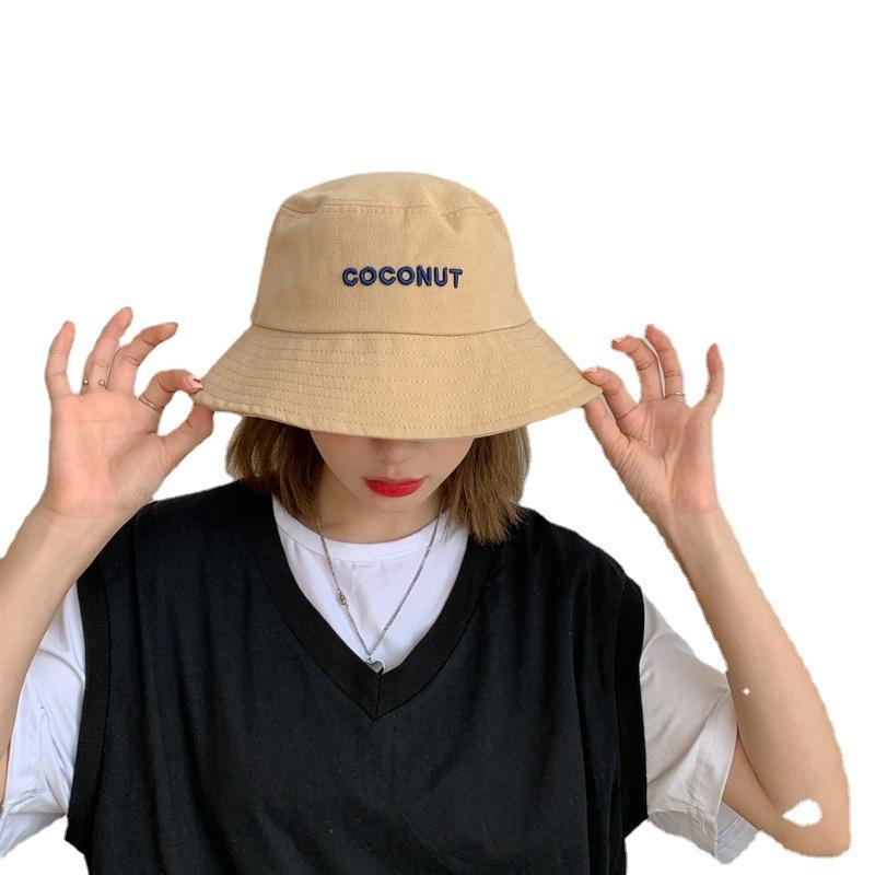 Tide brand letter bucket hat women spring and summer sunshade wide brim washbasin hat student couple sun hat