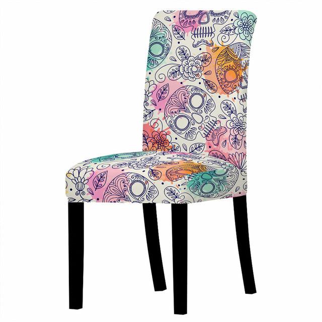 

Эластичный чехол для обеденного стула с принтом черепа, чехол на стул из спандекса, эластичный чехол на стул для свадьбы, отеля, банкета, украшение дома Universal Size