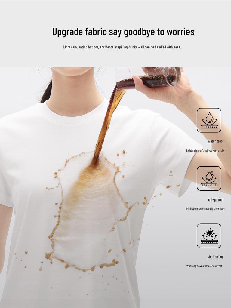 2026 Women's Waterproof, Stain-Resistant Short-Sleeve T-Shirt | Summer Lightweight Plain Round Neck Base Layer