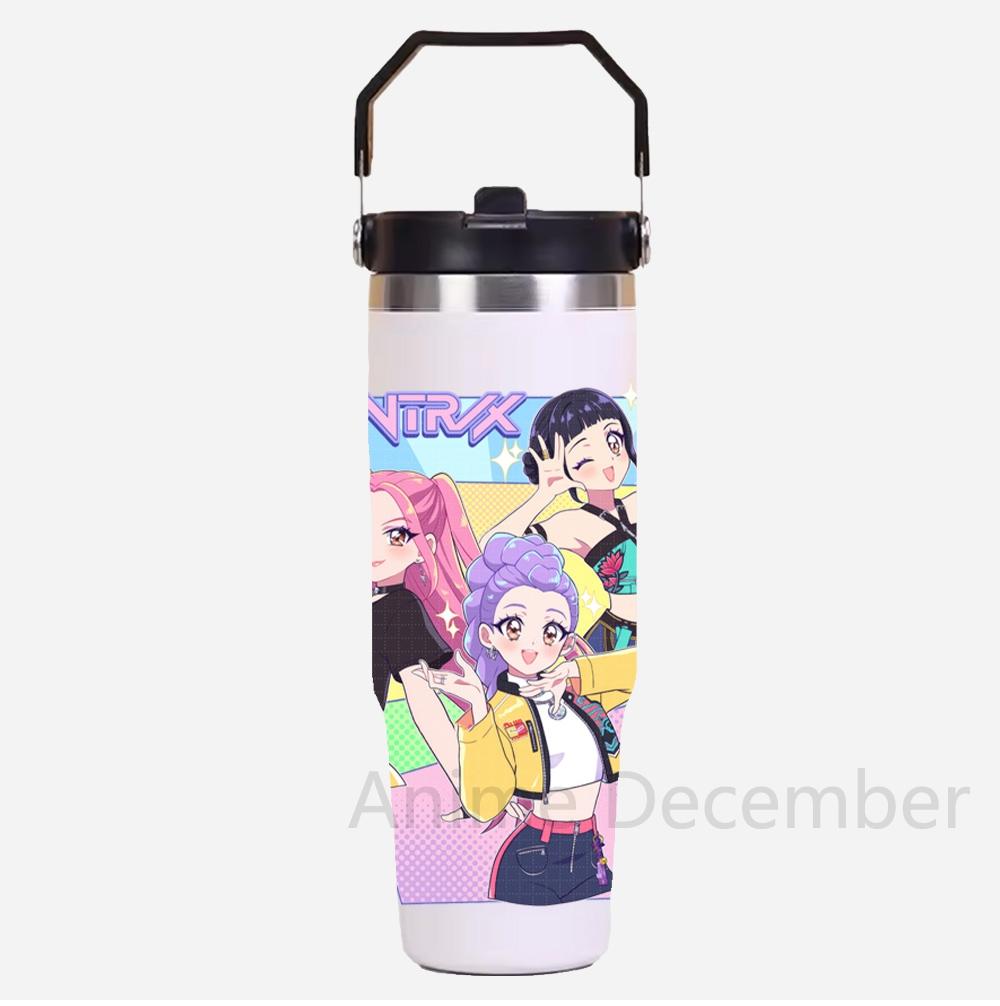 30oz Anime Kpop Car Stainless Steel Water Cup K-Pop Demon Hunters Toy Girl Group Rumi Zoey Mira Figures Cartoon-Printed Gift