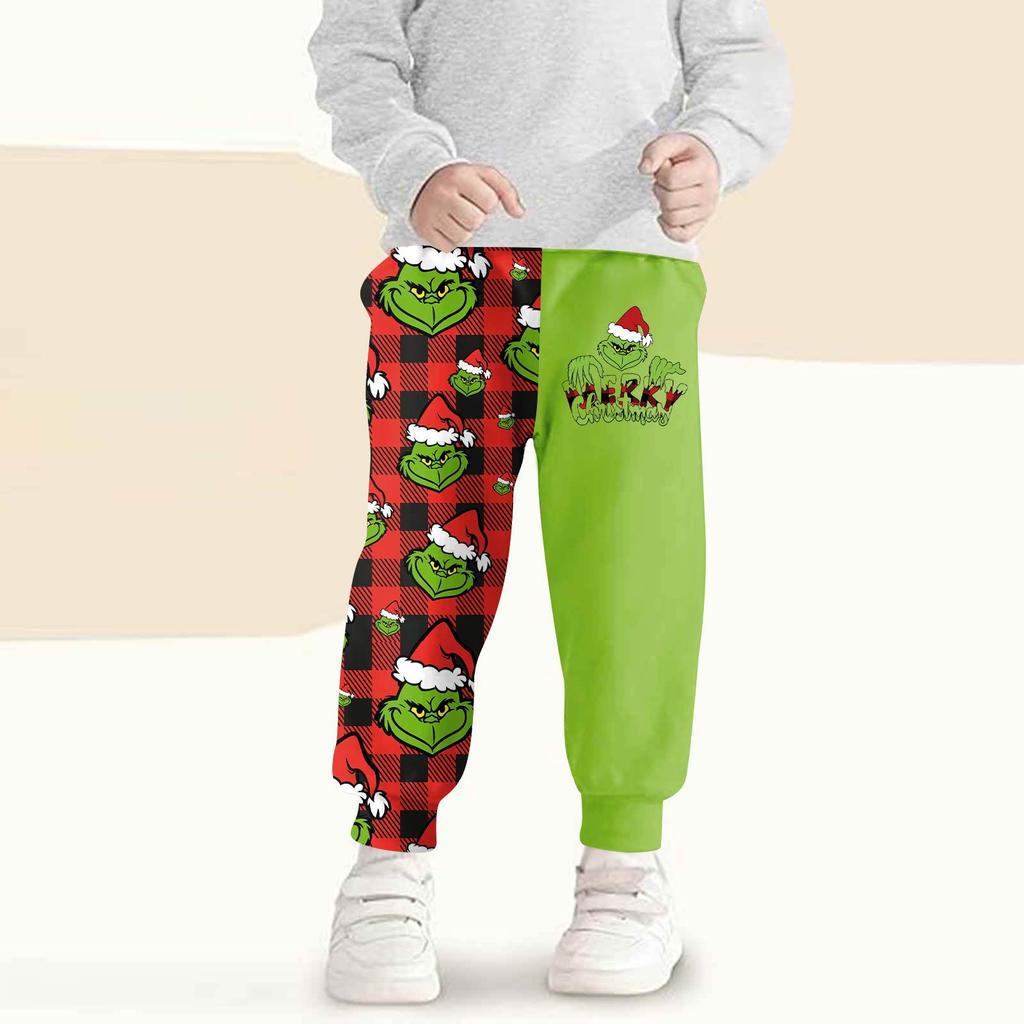 Kids' Fashion Christmas Print Loose-Fit Waistband Casual Sweatpants