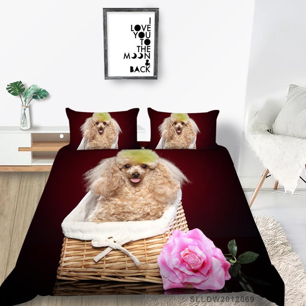 Animal Duvet Cover Sets with Pillowcase Pets Painting Microfiber Bedding Suit King Single Size Luxury Bedding Covers