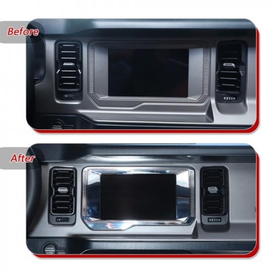 Chrome Central Console GPS Navigation Panel Cover Trim Cover For Ford Bronco 21+