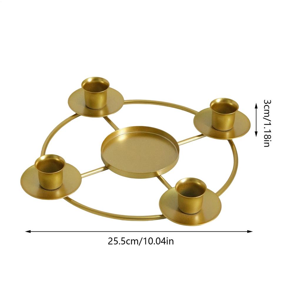 Zlaté svícny Kovové kulaté stojany na svíčky Adventní věnec Držáky na svíčky Domácí svatební svícenový ornament