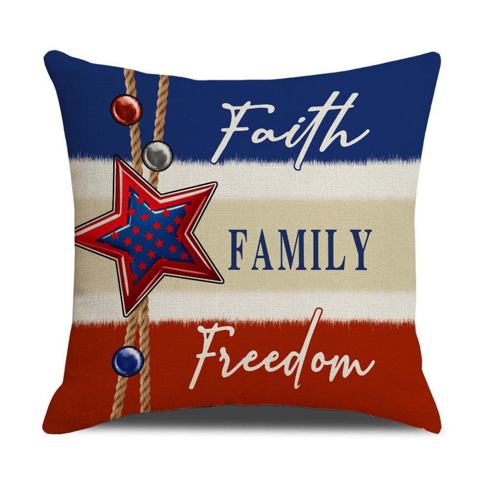 American Independence Day Pushing Cover Five-pointed Star Pushing Cover 45*45 Cm Red Star Stripe Print Pillow Cover