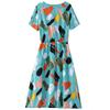 Elegante frauen Sommer Kleid Neue Beiläufige Dünne Kurzarm Lange Kleid Koreanischen Stil Schlank Vintage Kleidung