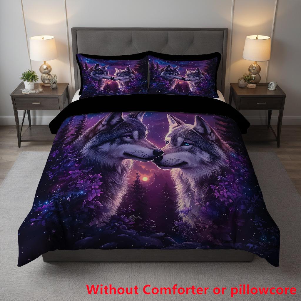 

New Star Wolf Pack Digital Printing 3D Quilt Cover, Bedding Home Textile Three-Piece Set, Direct Sales 135 * 200cm 50 * 80cm * 1 two-piece set