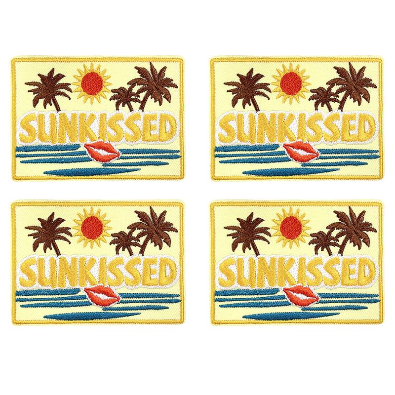 10pcs /Lots Cartoon Summer Surf Style Embroidered Fruit Drinks Patch Iron On Patches For Clothing Lobster Turtle Starfish Sew Diy