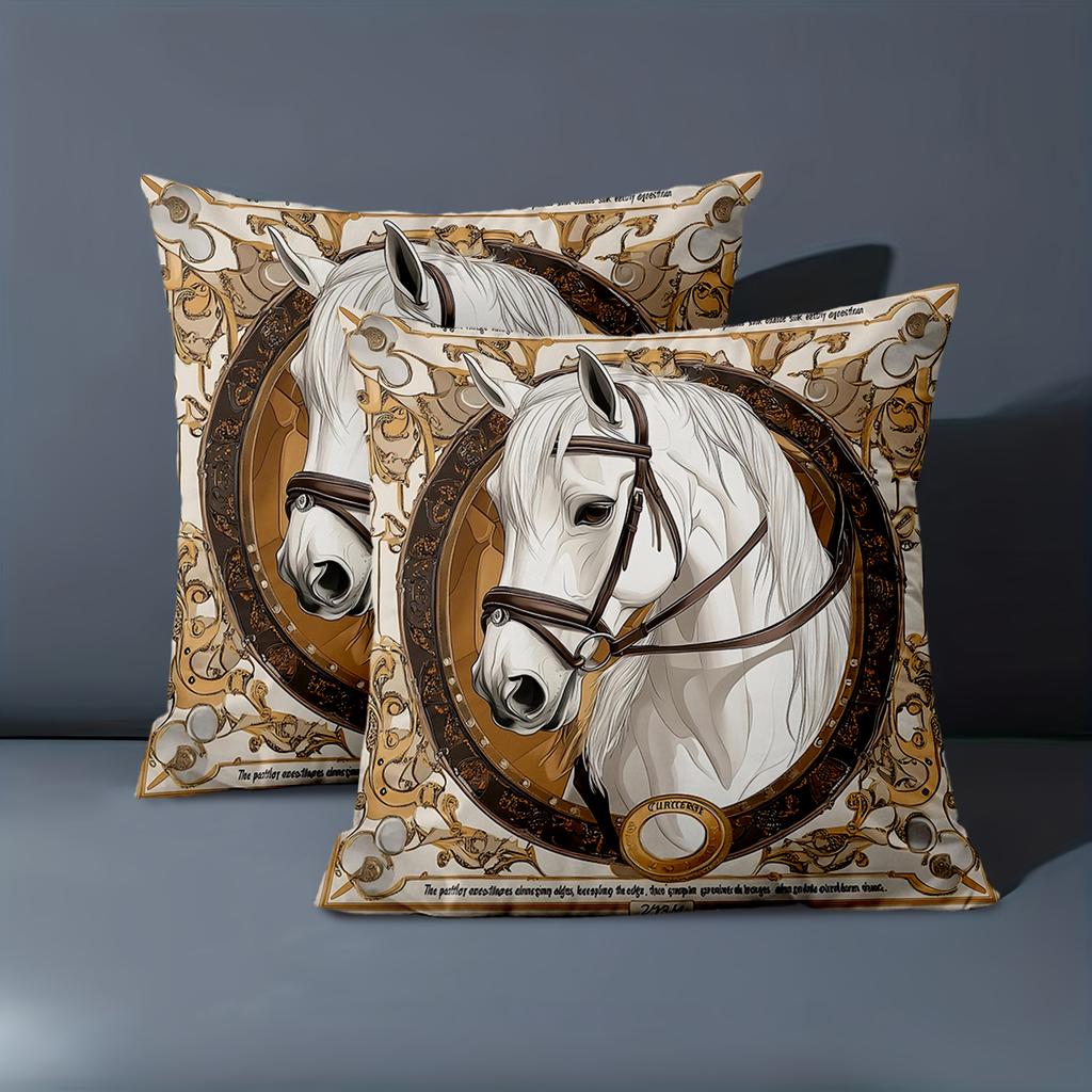 1 Pieces Elegant White Horse Pattern Decorative Throw Pillow Polyester pillowcase, sofa decorative cushion cov Headboard Pillow