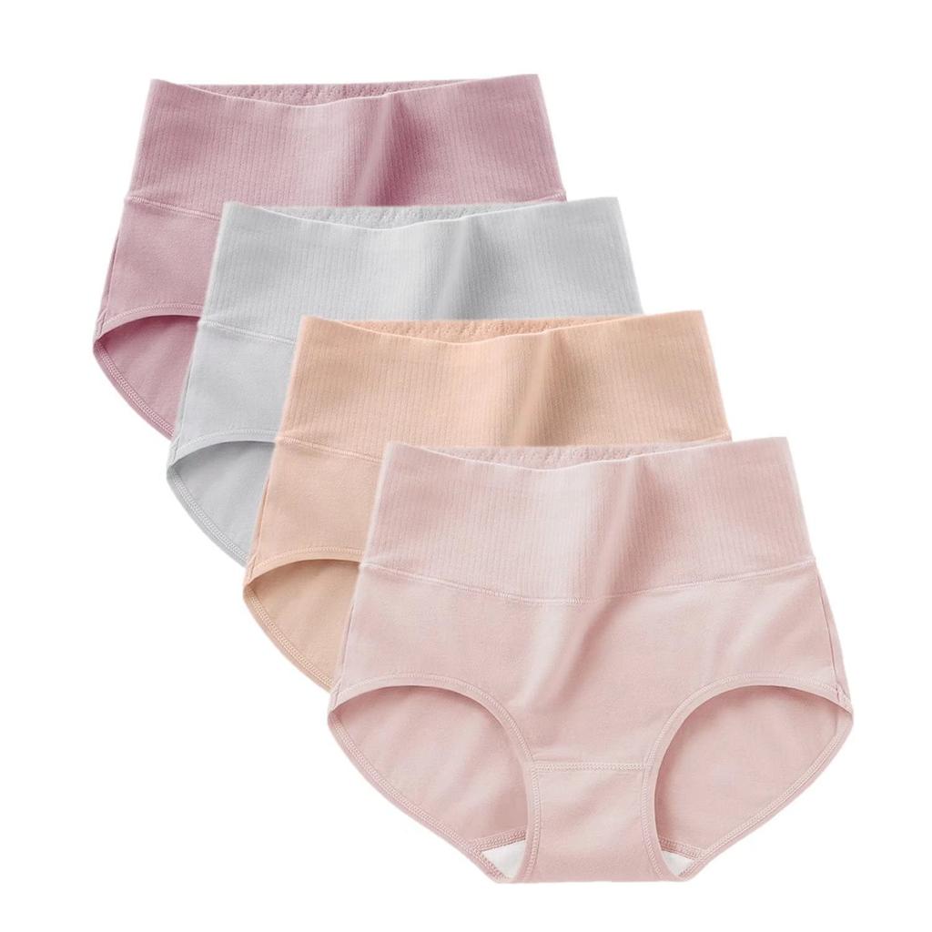IKNIYO Breathable and Women's Deep-Fit Panties, 100% Cotton, High-Waisted, Stretchy, [5-Pack/4-Pack]