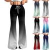 Women's Fashion Loose Drawstring Waist Gradient Printed Casual Sports Pants Casual Flared Pants