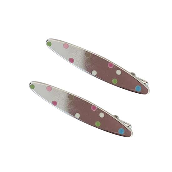 

1 Pair Girl Hairpin Dot Print Wave Hearts Geometric Design Metal Hair Clips Side Bang Hair Pins Commuting Hair Accessories E