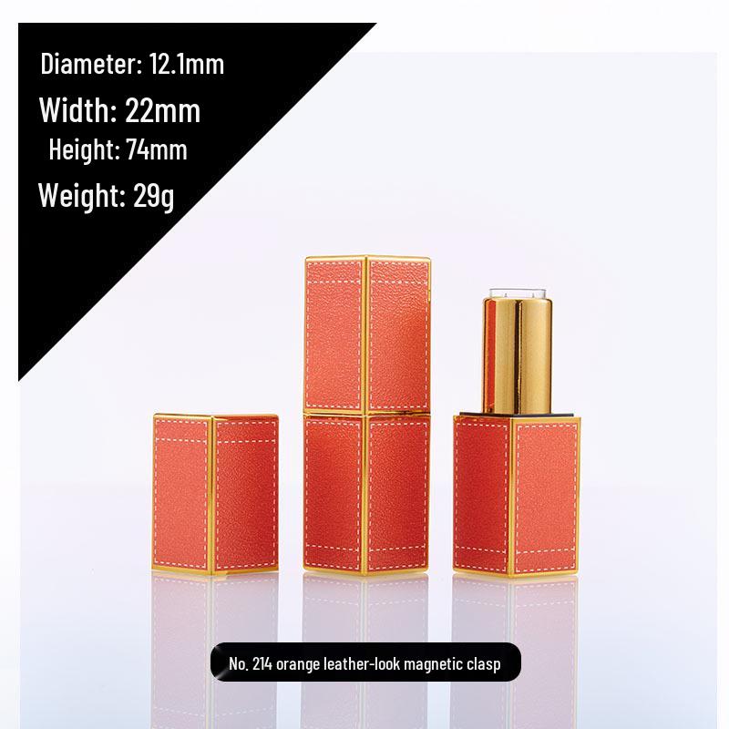 Handmade Leather Texture 3D Printed Magnetic Lipstick Tube - Orange, Red, Green